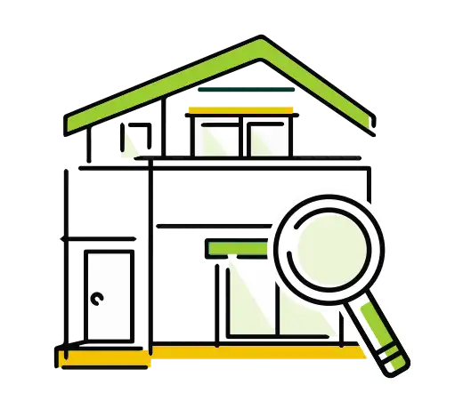 家をチェックしている様子のイラスト